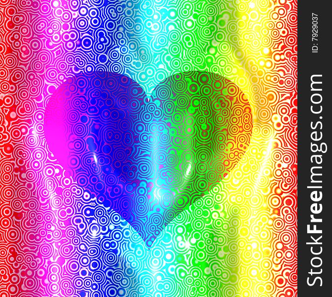 Seamless texture of a glossy heart with retro rings. Seamless texture of a glossy heart with retro rings