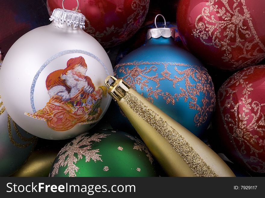 An assortment of christmas ornaments. An assortment of christmas ornaments.