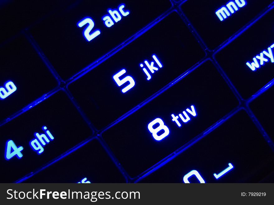 Mobile phone keypad with numbers Illuminated