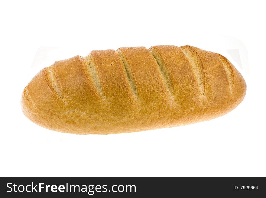 Light long loaf isolated on a white background