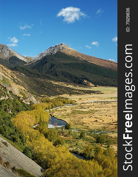 The Waimakariri river flood plain in New Zealand's South Island. The Waimakariri river flood plain in New Zealand's South Island