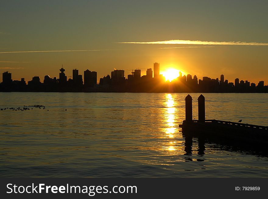 Beautiful Vancouver sunset with dock in the foreground. Beautiful Vancouver sunset with dock in the foreground
