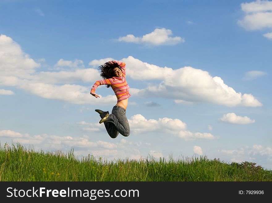 Pretty young woman is jumping. Pretty young woman is jumping