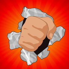 Fist Breaking Paper On Red Background Stock Images Fist Breaking Paper On Red Background Stock Images