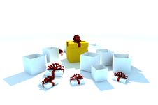 Isolated Opened Gift Boxes Stock Images