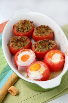 Baked Filled Tomatoes Cut In Half Stock Photo Baked Filled Tomatoes Cut In Half Stock Photo