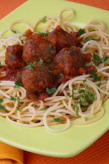 Turkey Meat Balls In Sauce With Spaghetti And Herb Stock Images Turkey Meat Balls In Sauce With Spaghetti And Herb Stock Images