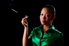 Woman With Cigarette Stock Photography