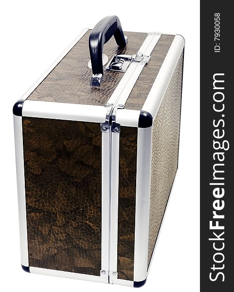Travel suitcase isolated on white background.