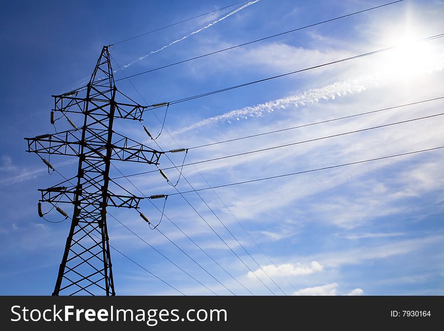 Power Lines on blue sky