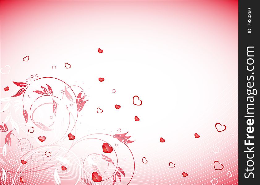 Illustration of Valentin  background with  hearts and flowers. Illustration of Valentin  background with  hearts and flowers