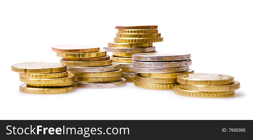 Euro coins isolated on white