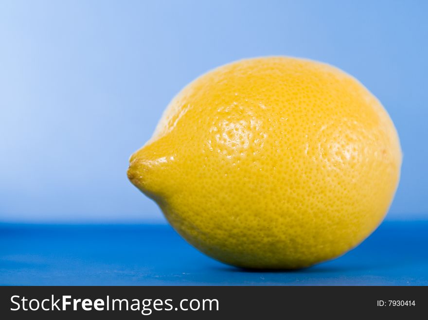 Lemon On Blue Background
