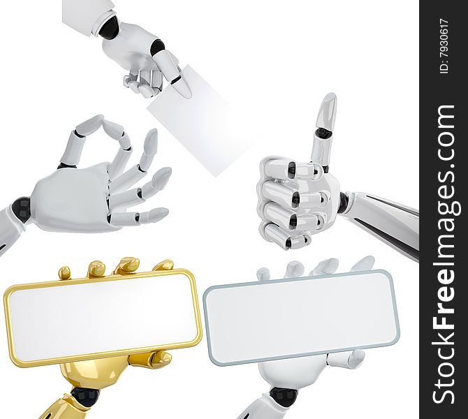 Set of gestures of 3d robotic hands. Set of gestures of 3d robotic hands