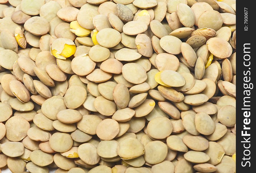 Closeup of yellow dried lentils