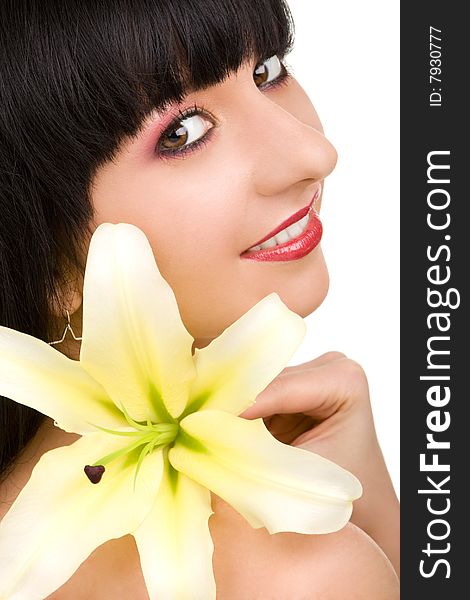 Young woman with lily flower. Young woman with lily flower