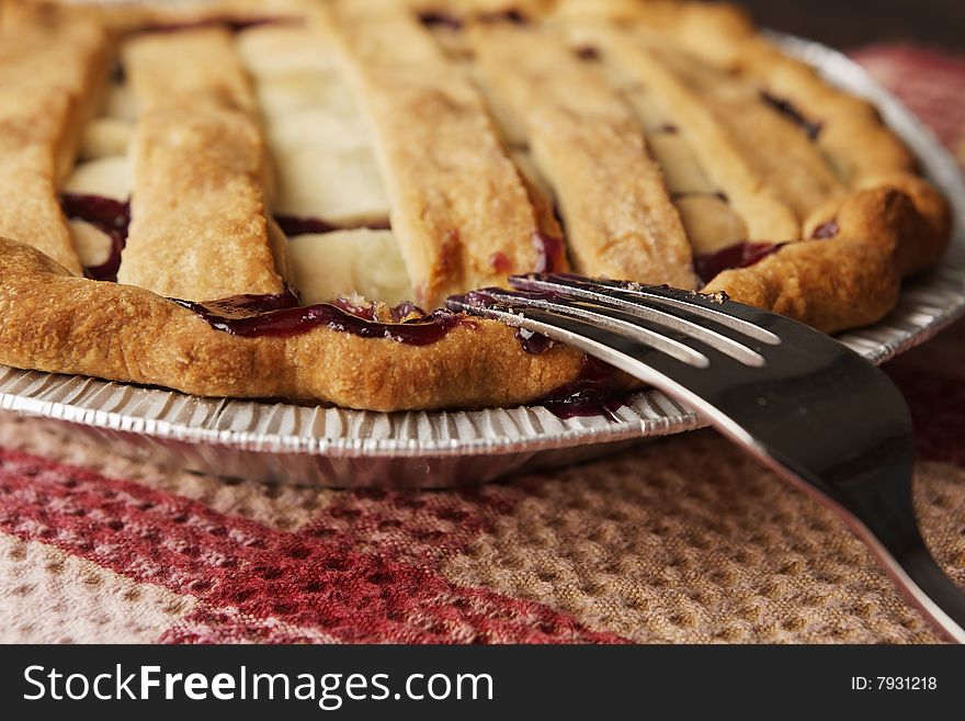 Blueberry pie with selective focus. Blueberry pie with selective focus