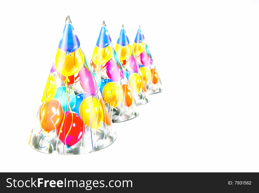 Party hats isolated against a white background