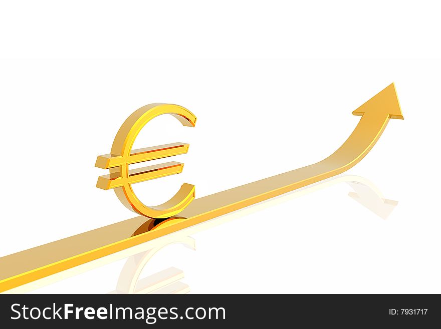 Euro growth isolated in white background