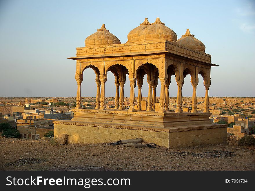 Rajput tombs in Jaisalmer in Rajasthan, India. Rajput tombs in Jaisalmer in Rajasthan, India
