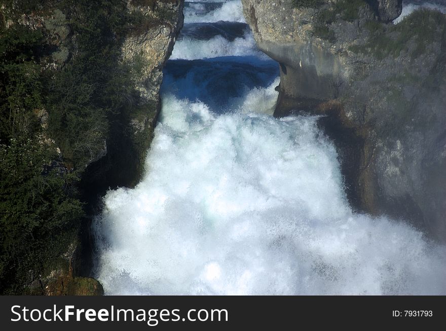 The Europe largest falls Rhine Falls in Switzerland. The Europe largest falls Rhine Falls in Switzerland