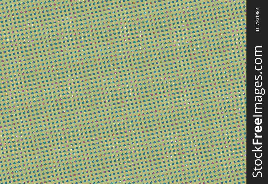 A YELLOW BACKGROUND WITH DISPLACED COLORED DOTS
