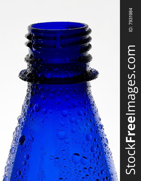 Background with creative bottles.Blue bottle