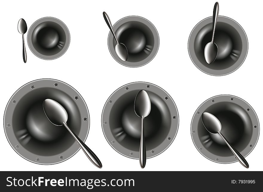 Spoon plate, black, white, grey