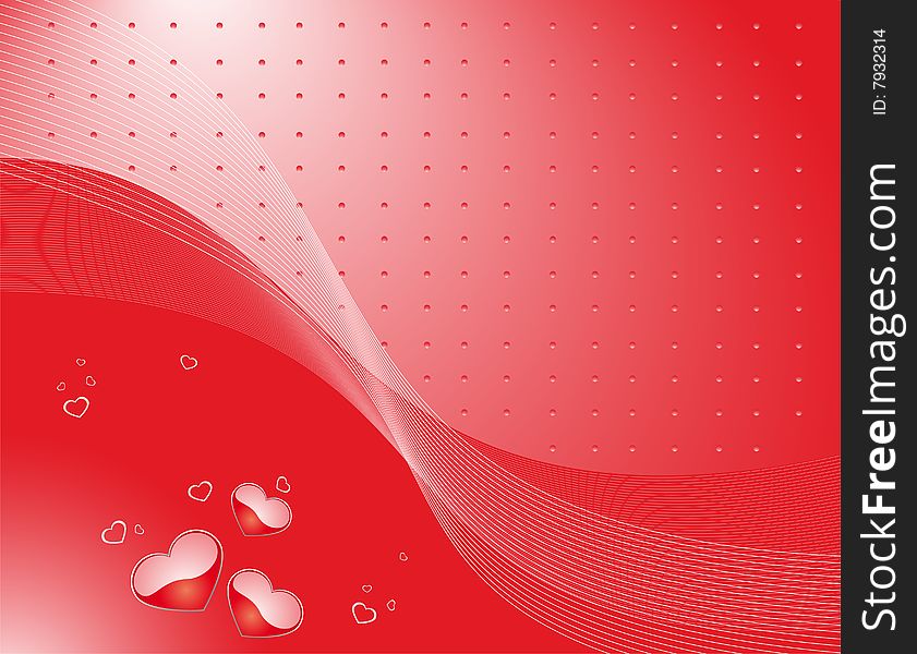 Illustration of Valentin  background with  hearts and wave and stripe. Illustration of Valentin  background with  hearts and wave and stripe