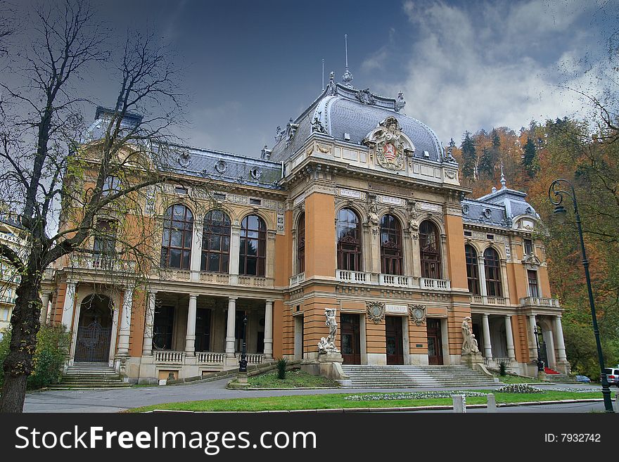 Classic baroque palace in autumn park