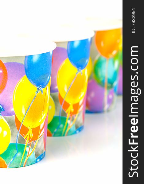 Party cups isolated against a white background