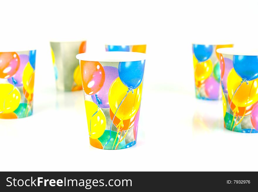 Party cups isolated against a white background