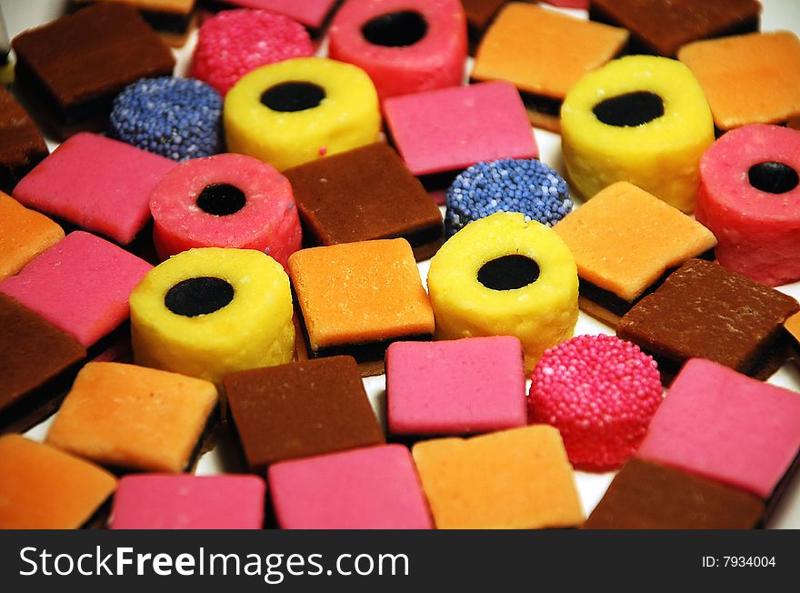 Colurful mix of chewy licorice candy