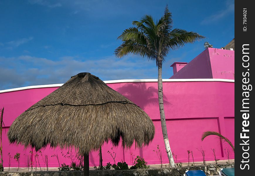 Pink Wall in Costa Maya, Mexico