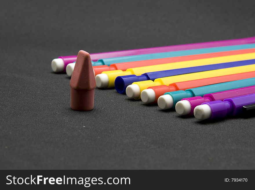 Mechanical pencils with a different eraser at the front