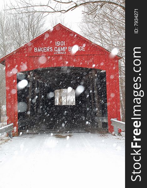 Shot during a snow storm, this 1901 historic covered bridge is one of many here in park county indiana. Shot during a snow storm, this 1901 historic covered bridge is one of many here in park county indiana