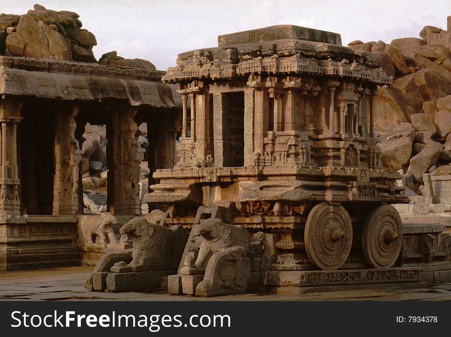 Stone Chariot at Vijaya Vitthala Temple, Hampi, Karnataka, India