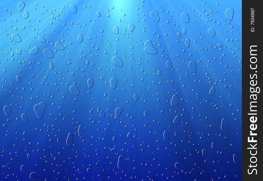 Abstract underwater background with drops of water. Abstract underwater background with drops of water