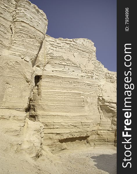 Eroded rock in Perazim canyon. Judean Desert nature reserve, Israel.