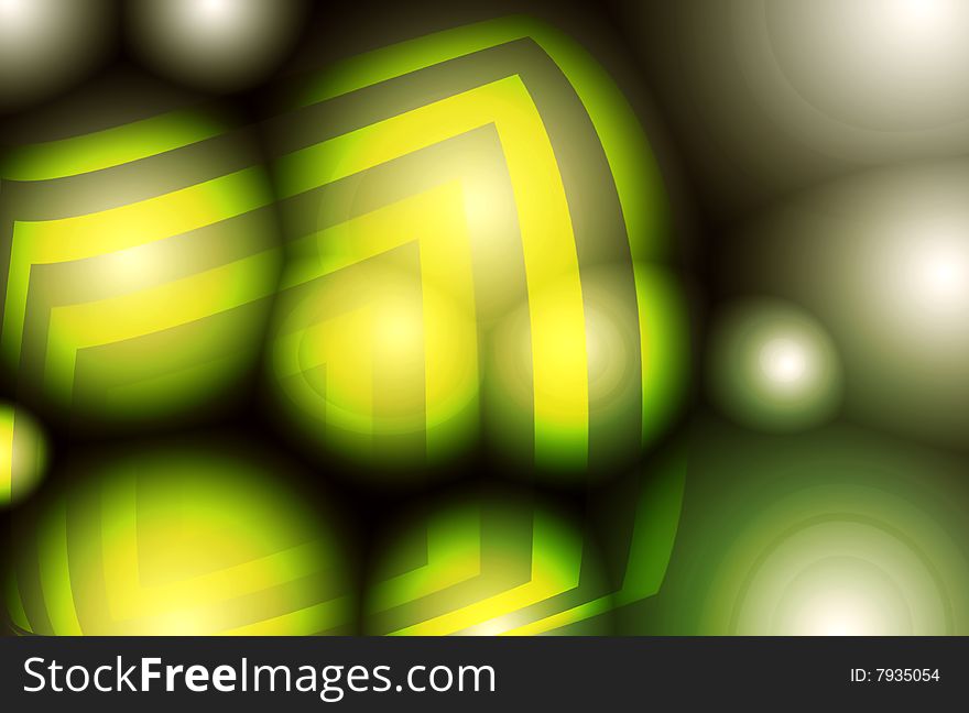 Abstract background with stripes and spheres