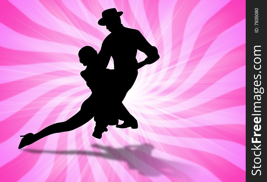 Couple dancing a sexy tango on the background