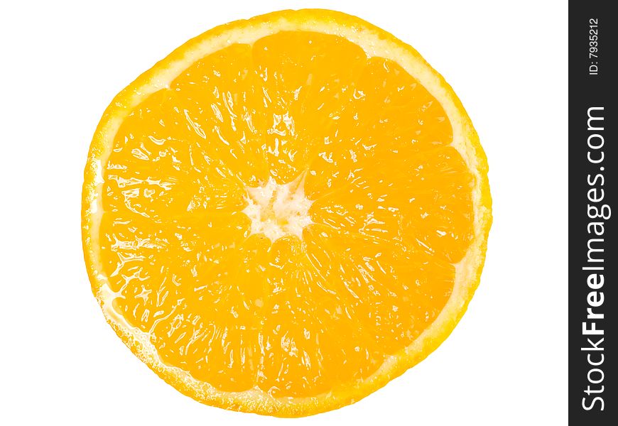 Photo of a ring of an orange on a white background
