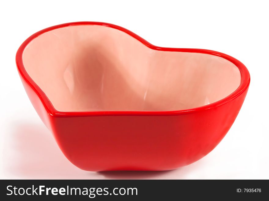 Valentine's Day bowl red and pink on white background. Valentine's Day bowl red and pink on white background