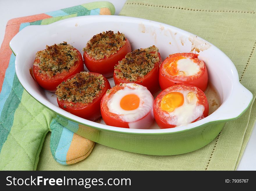 Baked Filled Tomatoes Cut In Half