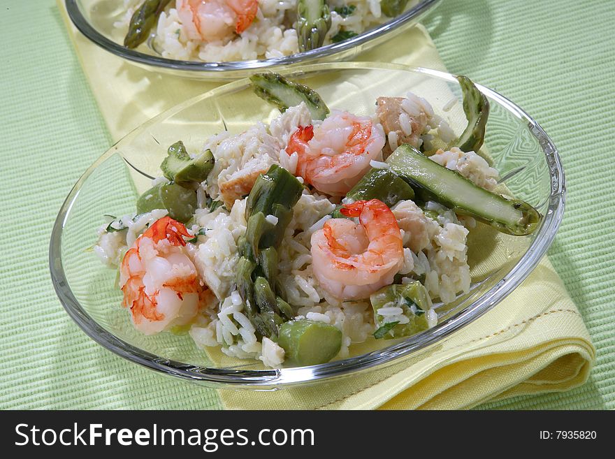 Rice with meat and vegetable sauce on plate