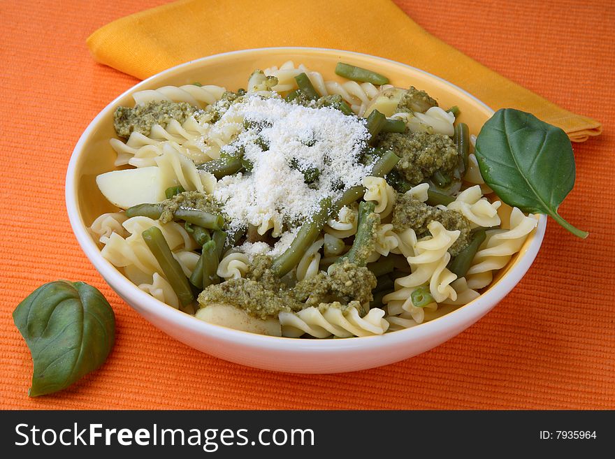 Pasta with vegetable on plate