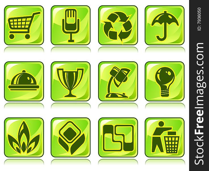 International icons technical symbol, vector illustration in green