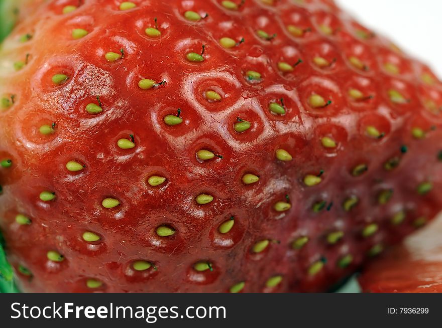 Macro photograph showing the details of a strawberry. Macro photograph showing the details of a strawberry