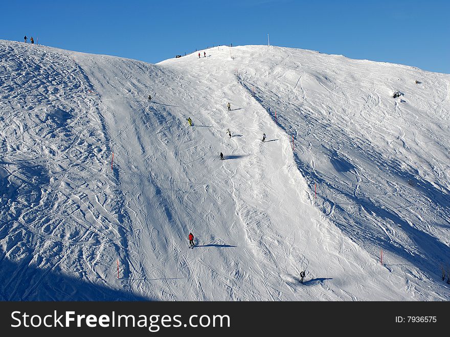 Mountain-ski route in the Swiss Alps. Mountain-ski route in the Swiss Alps