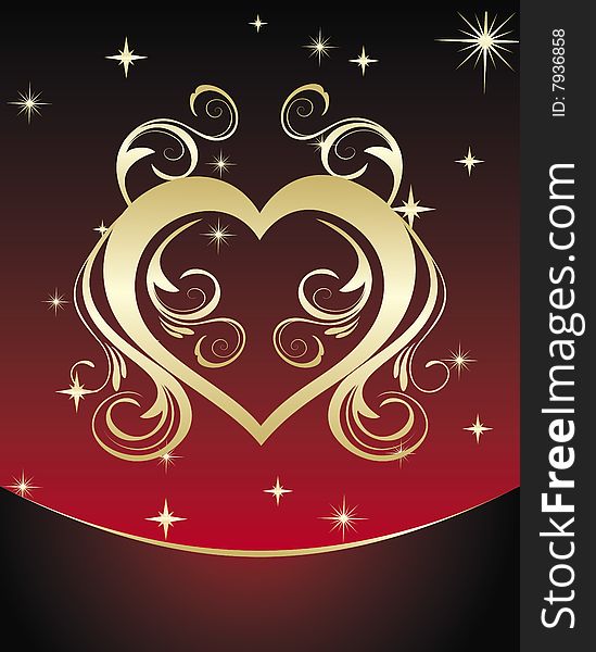 Gold heart for valentine's (vector). Gold heart for valentine's (vector)
